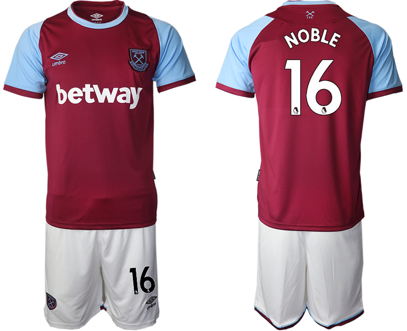 Men 2020-2021 club West Ham United home #16 red Soccer Jerseys